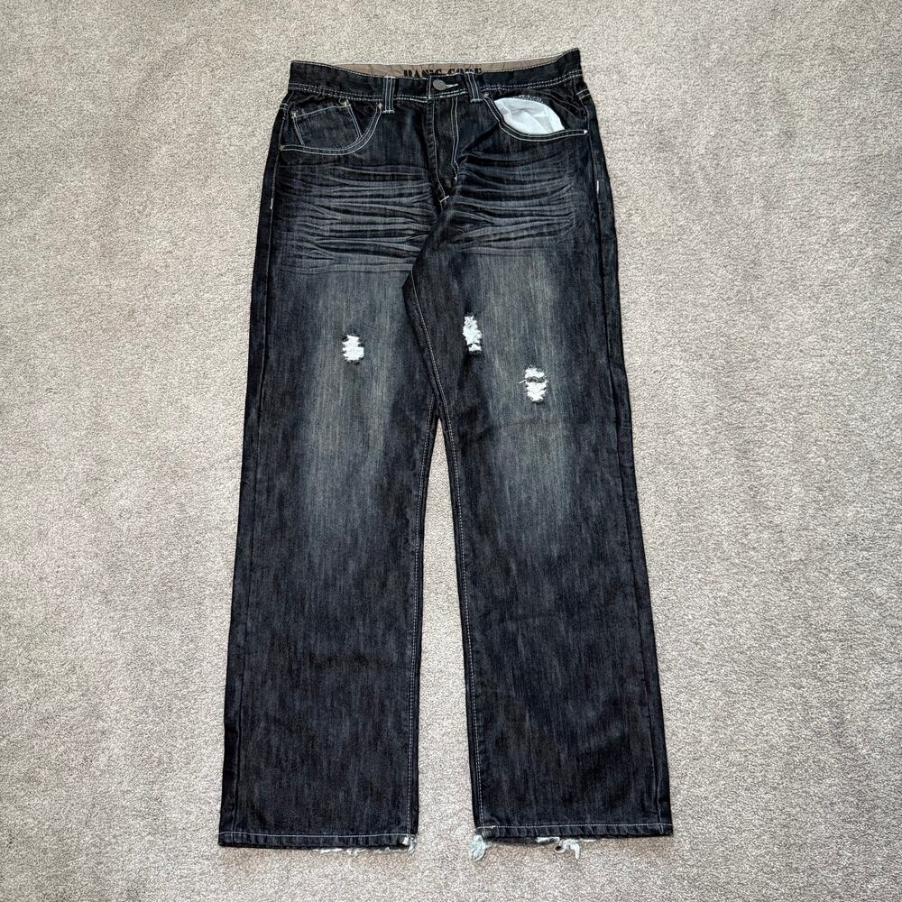 Vintage Basic Code Jeans Mens 34x32 Blue Baggy Skater Denim Grunge Wide Leg Y2K